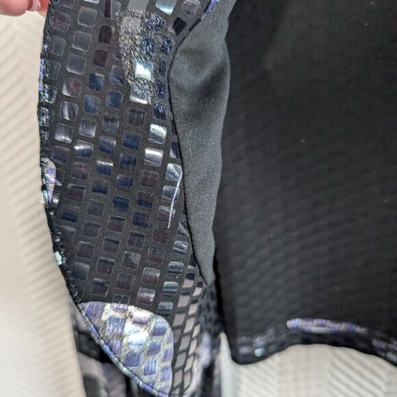 Joseph Ribkoff Black & Silver Bolero Cropped Jacket Shrug Size 8 Holographic - Picture 9 of 14